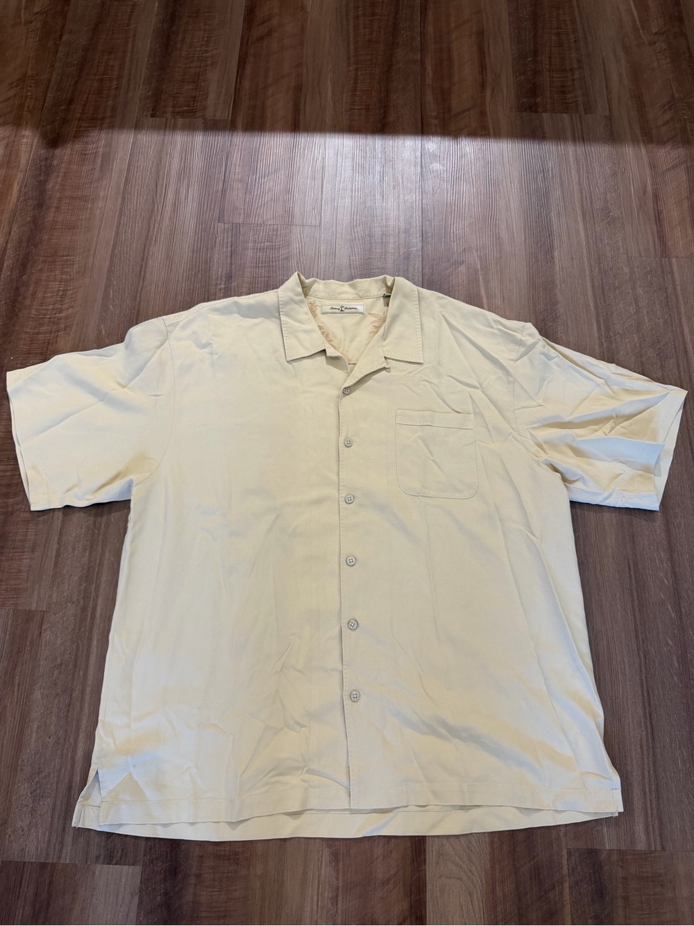 Tommy Bahama Button Down Shirt 100% Silk Yellow XXL
